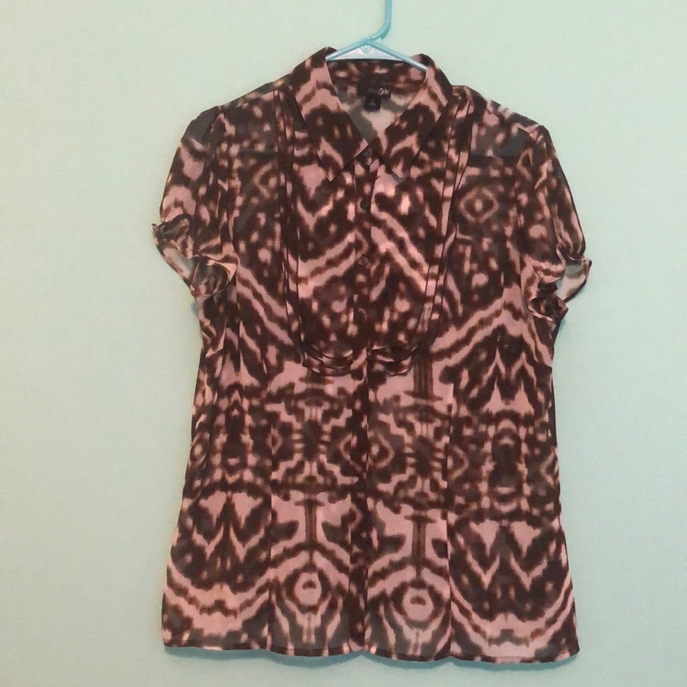 East 5th Large Brown & Cream Blouse